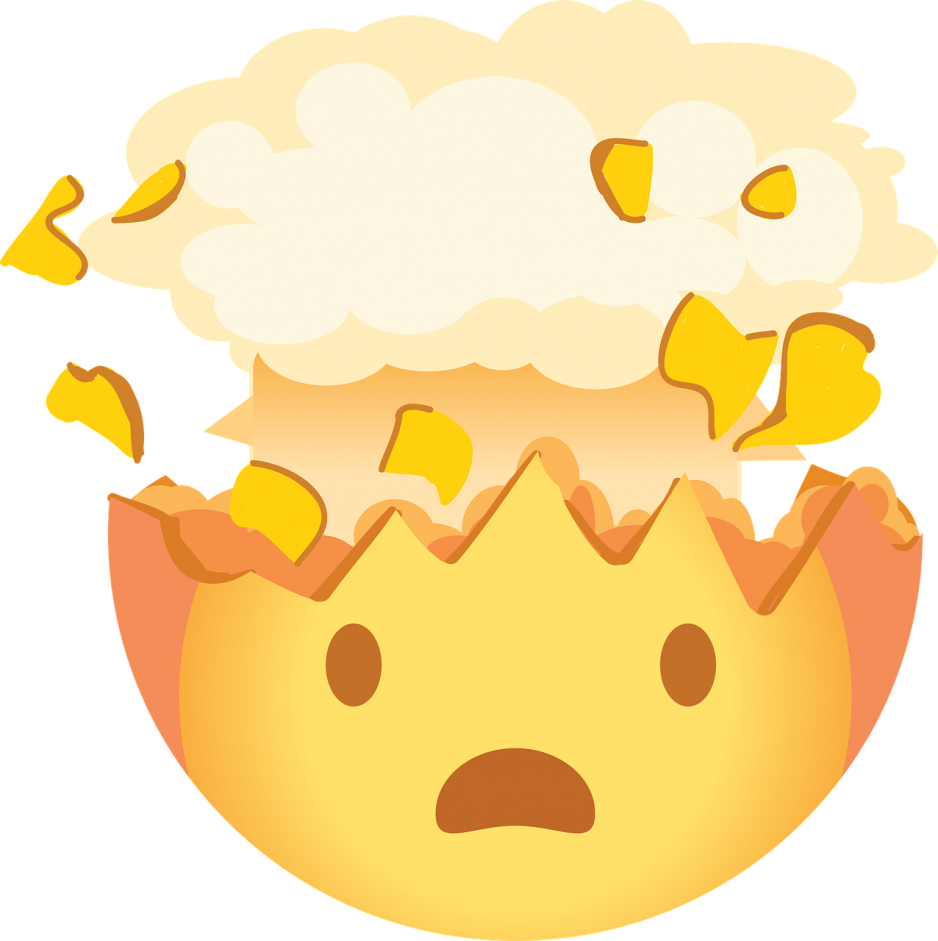Shocked emoji- top of head exploding